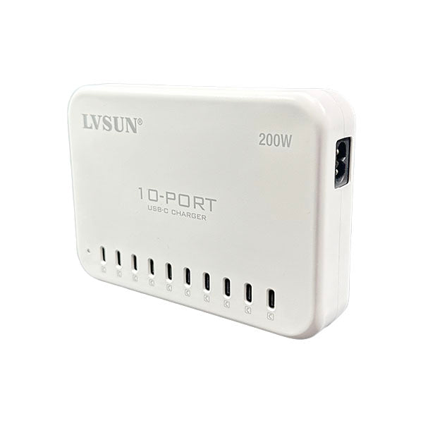 LVSUN 10 Port Intelligent Charger 200W USB C Hero