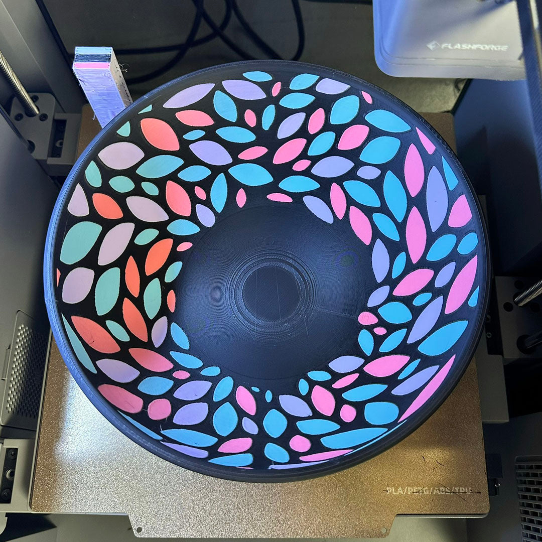 4 Colour Bowl Printed with Flashforge Creator 5 Pro (Overhead)