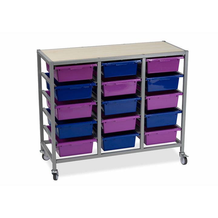 Creative Kids Tote Tray Trolley - Metal 15 Bay with Tote Trays