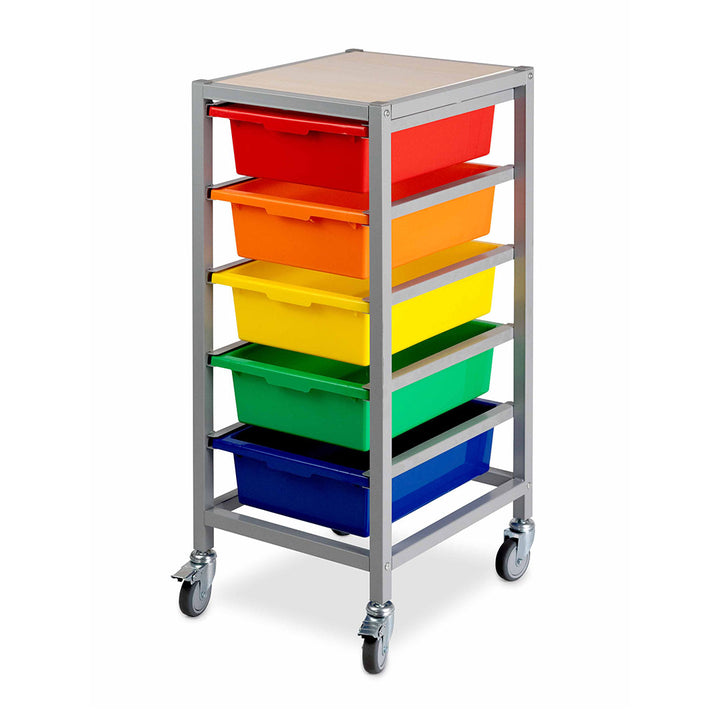 Creative Kids Tote Tray Trolley - Metal 5 Bay with Tote Trays