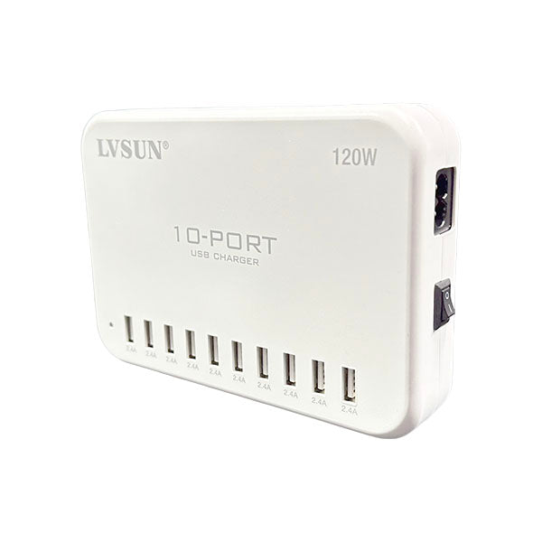 LVSUN 10 Port Intelligent Charger 120W USB A Hero