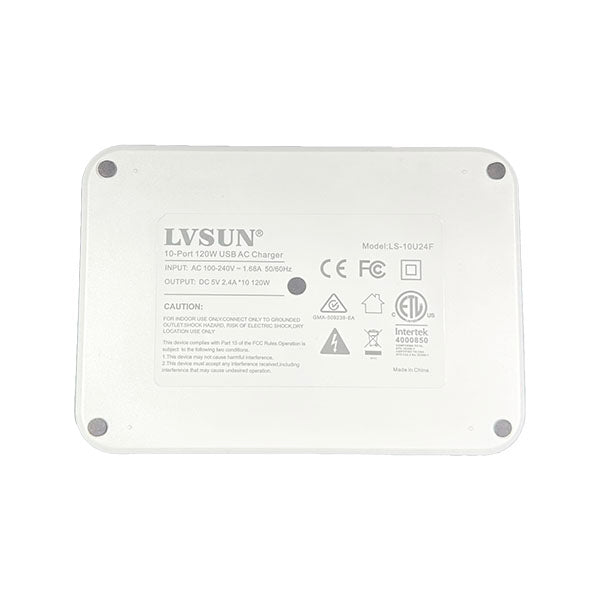 LVSUN 10 Port Intelligent Charger 120W USB A Back