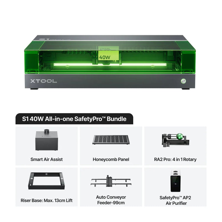 xTool S1 - 40W Laser Cutter & Engraver All-in-1 Bundle