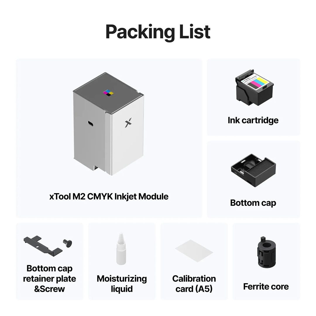 xTool M2 - CMYK Inkjet Printing Module Contents
